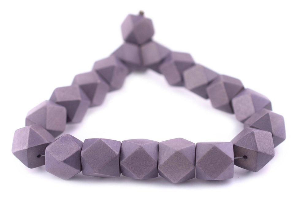 Grey Diamond Cut Natural Wood Beads (20mm) - The Bead Chest