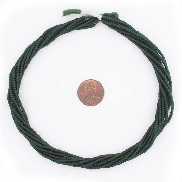 Dark Green Afghani Tribal Seed Beads (10 Strands) - The Bead Chest