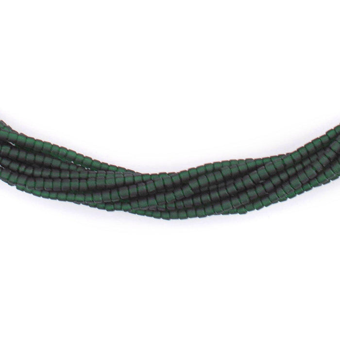 Dark Green Afghani Tribal Seed Beads (10 Strands) - The Bead Chest