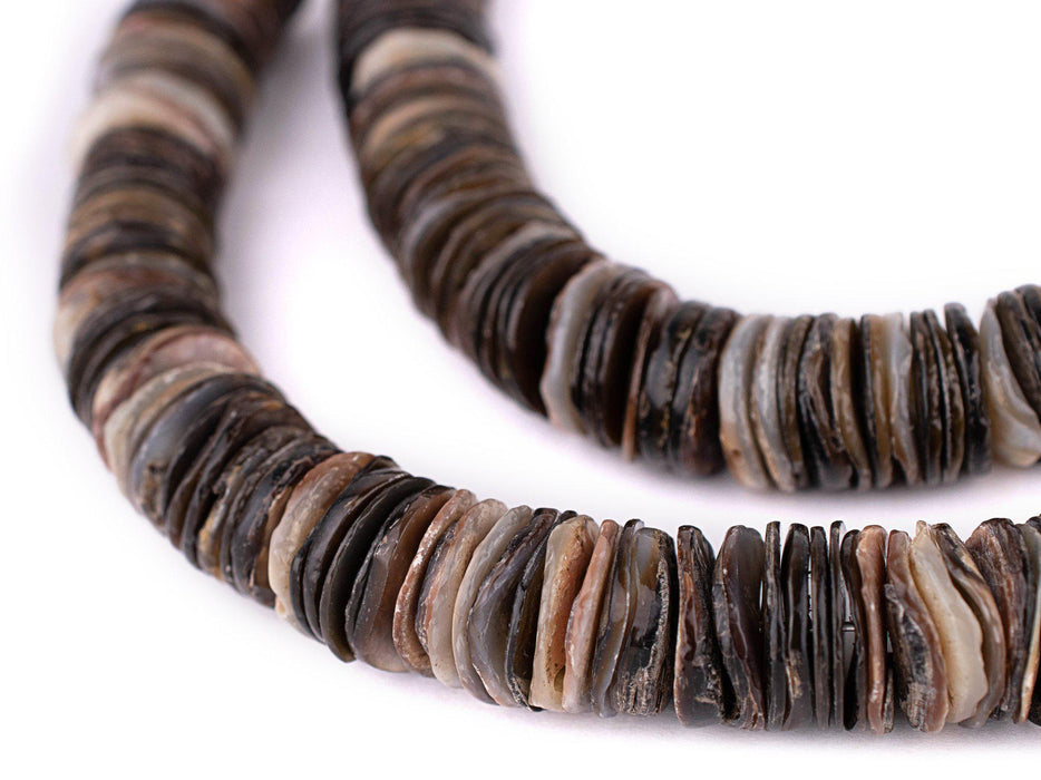 Dark Brown Natural Shell Heishi Beads (16mm) - The Bead Chest