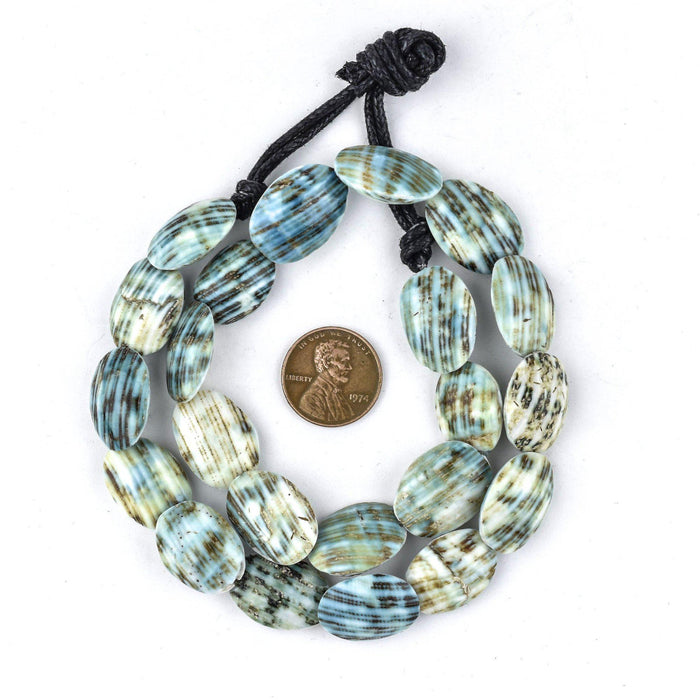 Green Picasso Shell Beads (20x14mm) - The Bead Chest
