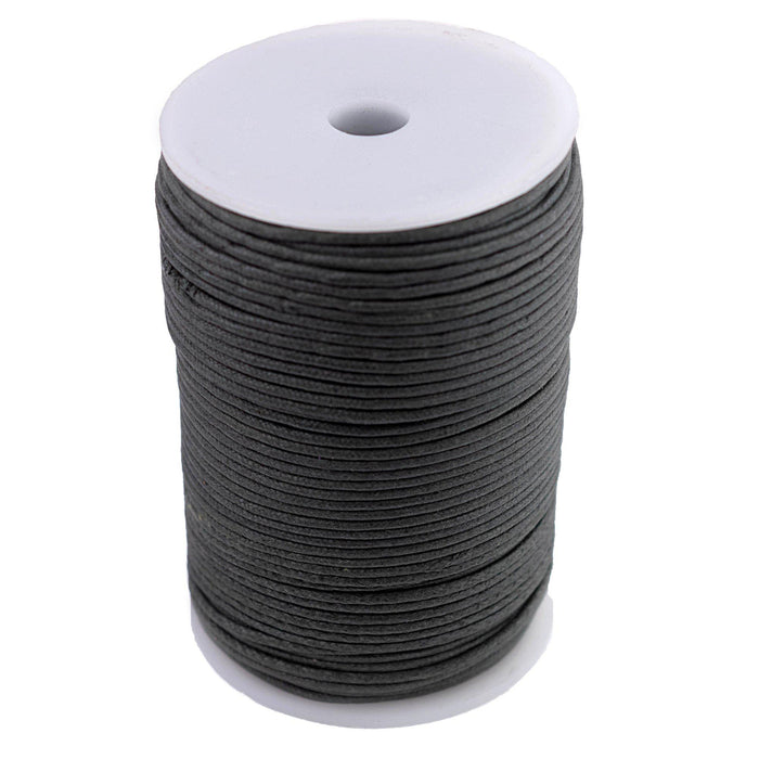 2.0mm Dark Grey Waxed Cotton Cord (300ft) - The Bead Chest