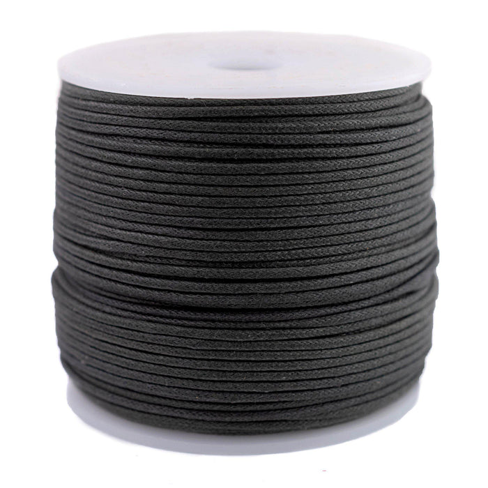 1.5mm Dark Grey Waxed Cotton Cord (300ft) - The Bead Chest