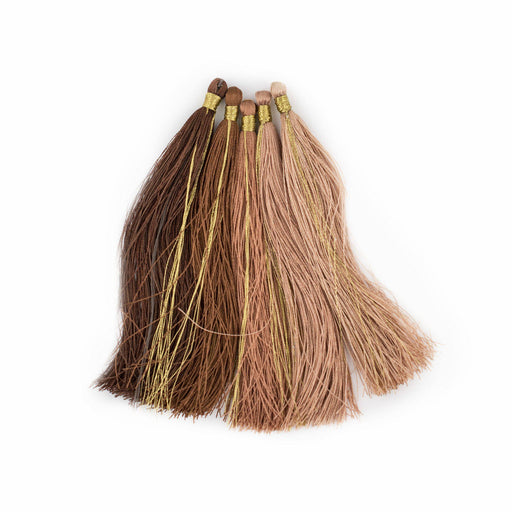 Shades of Brown: 9cm Silk Tassels (5 Pack) - The Bead Chest