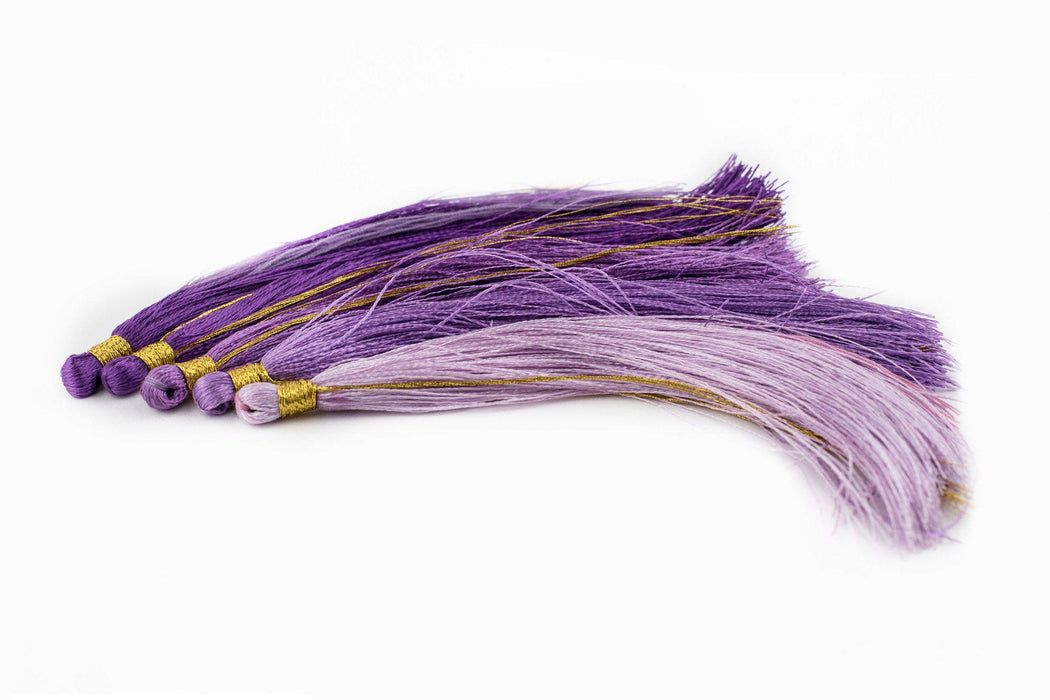 Shades of Purple: 9cm Silk Tassels (5 Pack) - The Bead Chest