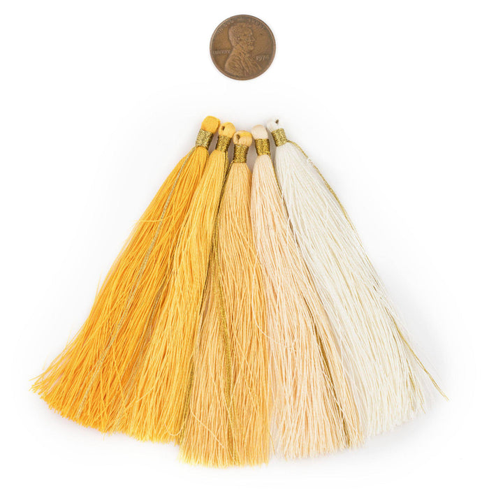 Shades of Yellow: 9cm Silk Tassels (5 Pack) - The Bead Chest
