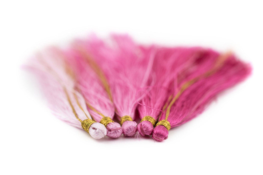 Shades of Pink: 9cm Silk Tassels (5 Pack) - The Bead Chest