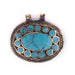 Turquoise Blue Oval Inlaid Afghani Silver Pendant (50x48mm) - The Bead Chest