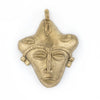 African Traditional Brass Mask Pendant (82x64mm)