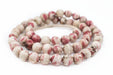 Rose & White Spherical Vintage Kakamba Prosser Beads (15mm) - The Bead Chest