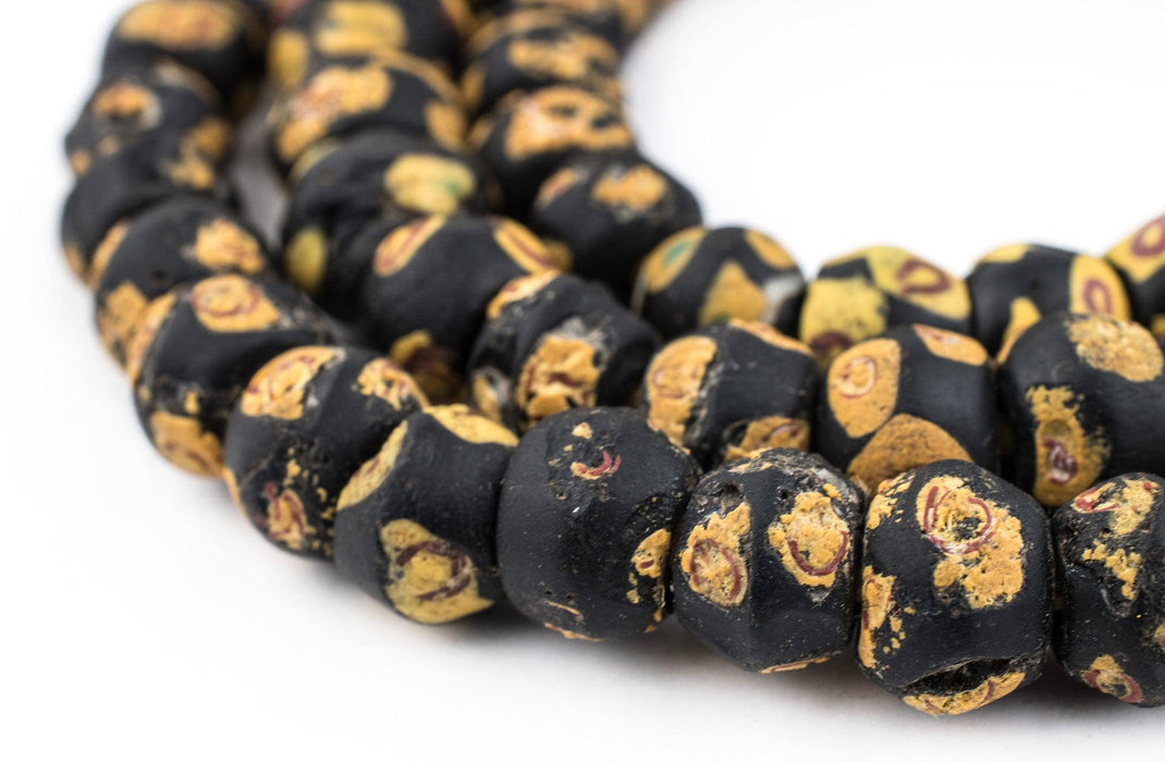 Antique Black & Yellow Venetian King Beads #1789 - The Bead Chest
