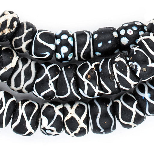Black & White Antique Venetian Rattlesnake Beads - The Bead Chest