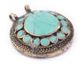 Aquamarine Style Inlaid Afghani Silver Pendant - The Bead Chest