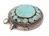 Aquamarine Style Inlaid Afghani Silver Pendant - The Bead Chest