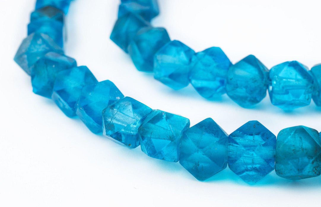 Old Neon Blue Vaseline Cube Beads - The Bead Chest