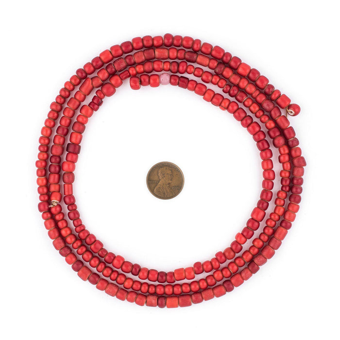 Old Red Ethiopian White Heart beads (6mm) - The Bead Chest