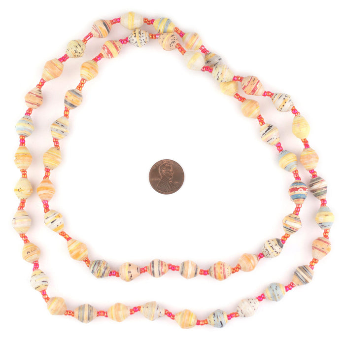 Cherry Cheesecake Recycled Paper Beads from Uganda - The Bead Chest