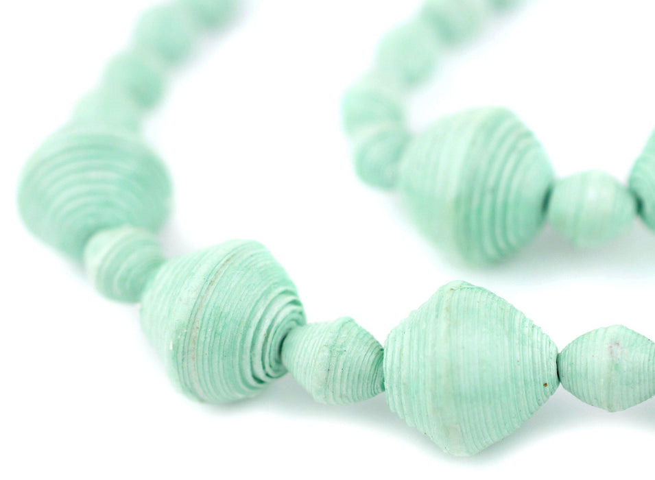 Pastel Green Recycled Paper Beads from Uganda (Large) - The Bead Chest
