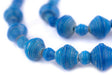 Turquoise Blue Recycled Paper Beads from Uganda (Large) - The Bead Chest