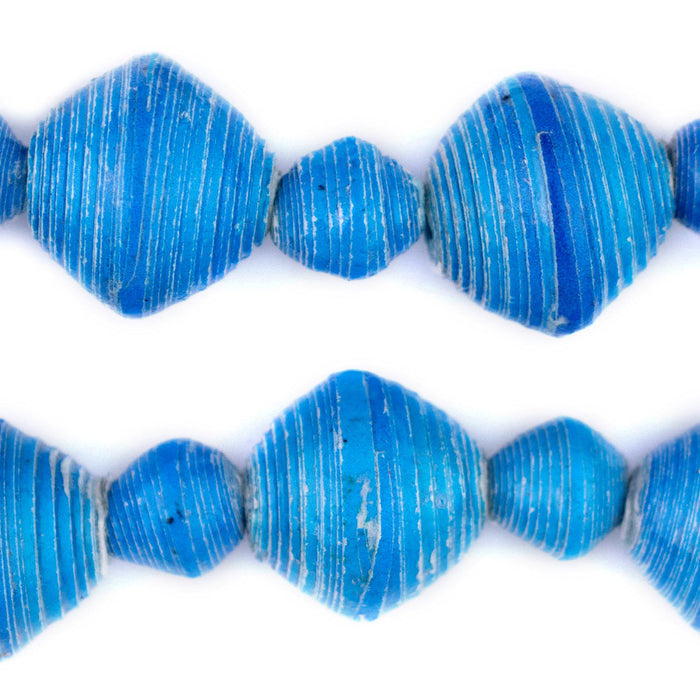 Turquoise Blue Recycled Paper Beads from Uganda (Large) - The Bead Chest