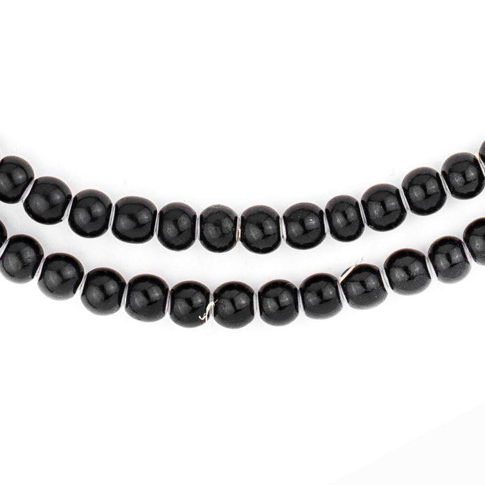 Round Black White Heart Beads (6mm) - The Bead Chest