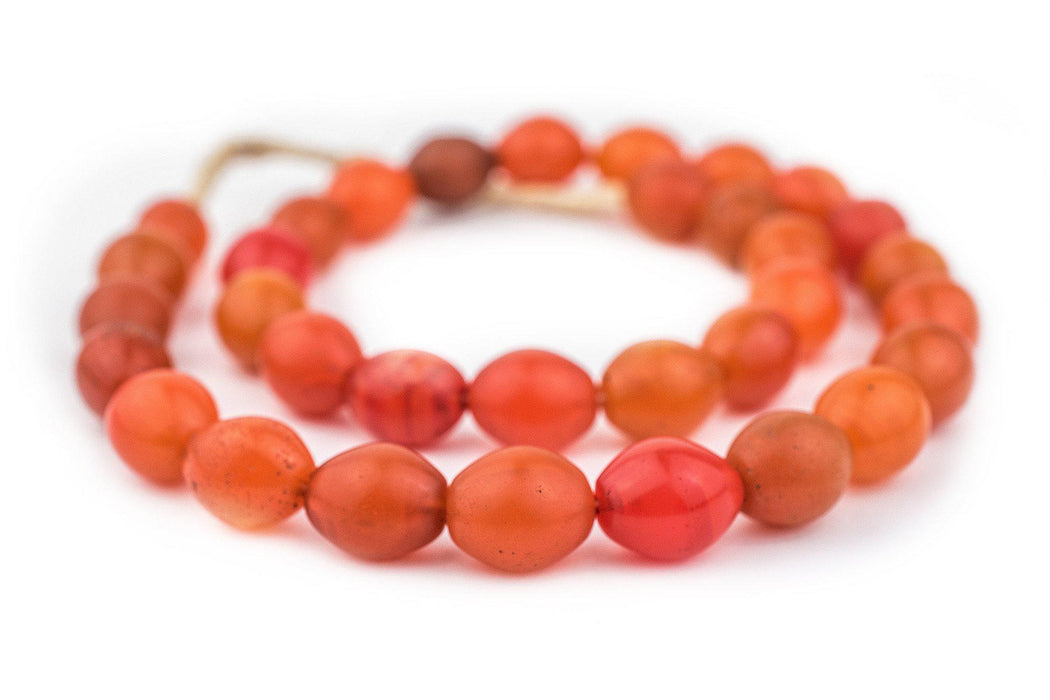 Old Ethiopian Orange Tomato Beads (20x16mm) - The Bead Chest