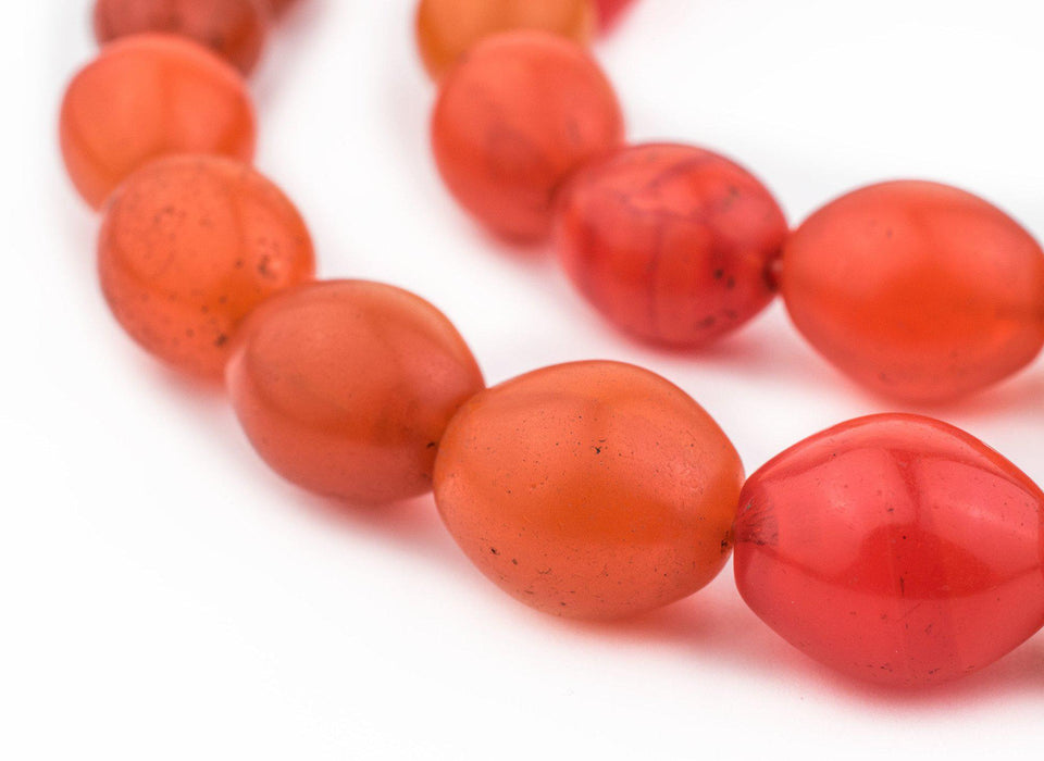 Old Ethiopian Orange Tomato Beads (20x16mm) - The Bead Chest