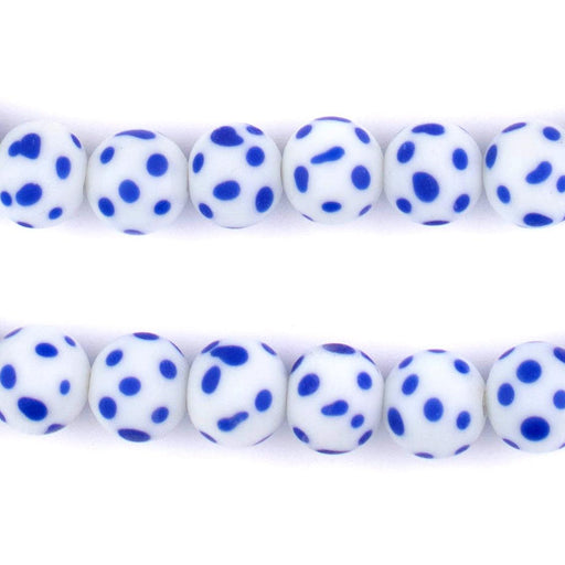 Blue & White Venetian-Style Skunk Beads (12mm, 34" Strand) - The Bead Chest
