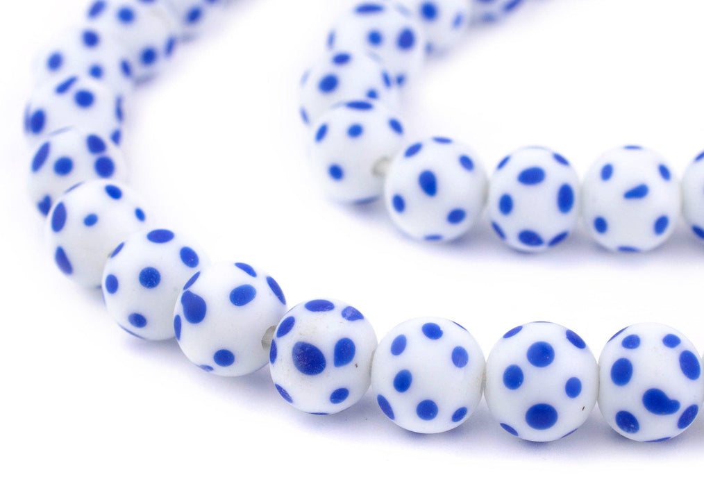Blue & White Venetian-Style Skunk Beads (12mm, 34" Strand) - The Bead Chest