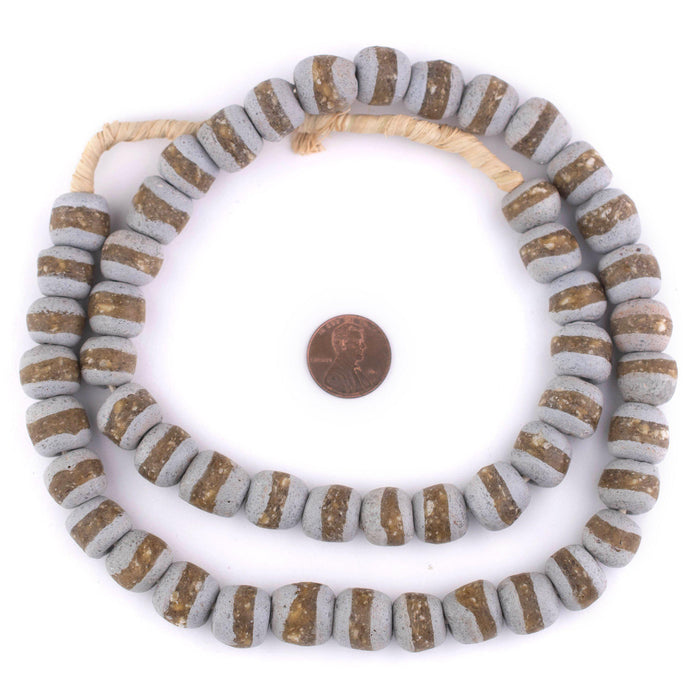 Grey Kente Krobo Beads (14mm) - The Bead Chest