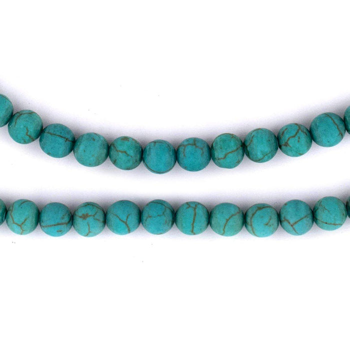 Matte Round Green Turquoise Style Stone Beads (6mm) - The Bead Chest