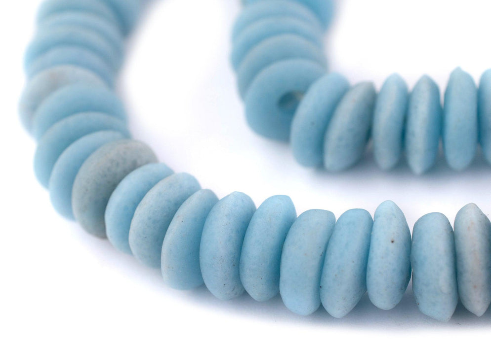 Baby Blue Ashanti Glass Saucer Beads (14mm) - The Bead Chest
