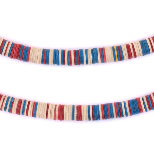Beige Blue Red Medley Vinyl Phono Record Beads (6mm) - The Bead Chest