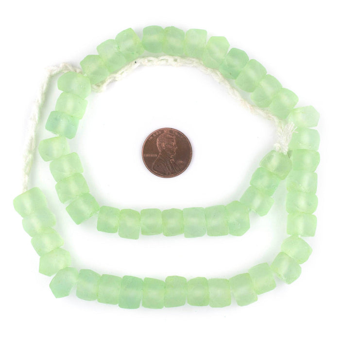 Pistachio Green Faceted Recycled Java Sea Glass Beads - The Bead Chest