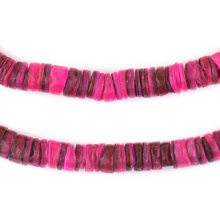 Fuchsia Pink Natural Shell Heishi Beads (8mm) - The Bead Chest
