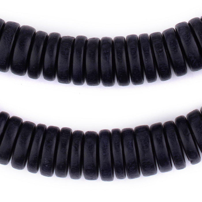Black Disk Natural Wood Beads (4x15mm) - The Bead Chest