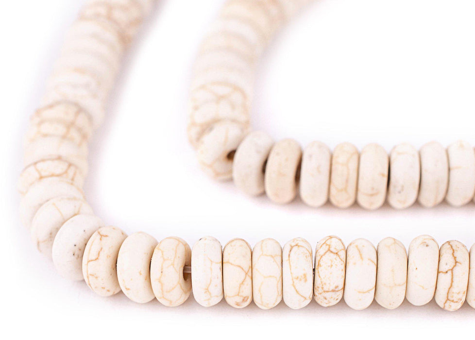 Rondelle White Calcatta-Style Stone Beads (3x8mm) - The Bead Chest