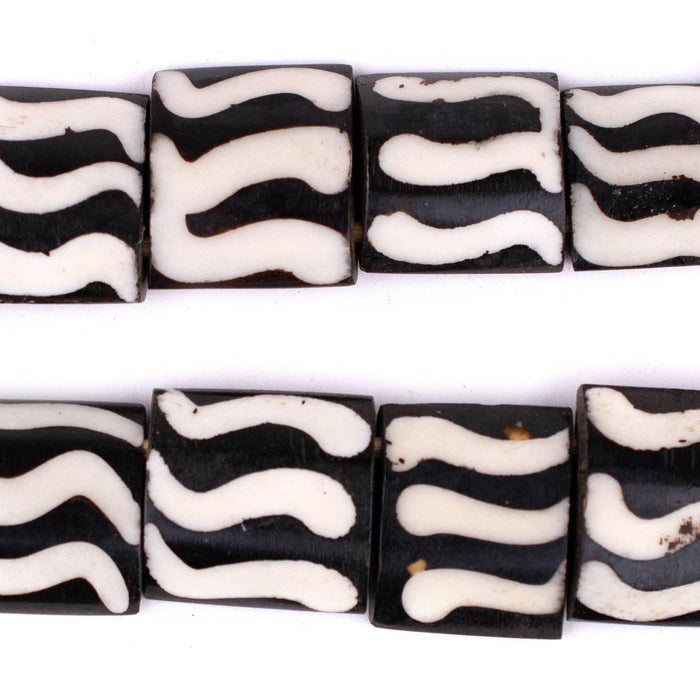 Wave Design Batik Bone Beads (Flags) - The Bead Chest