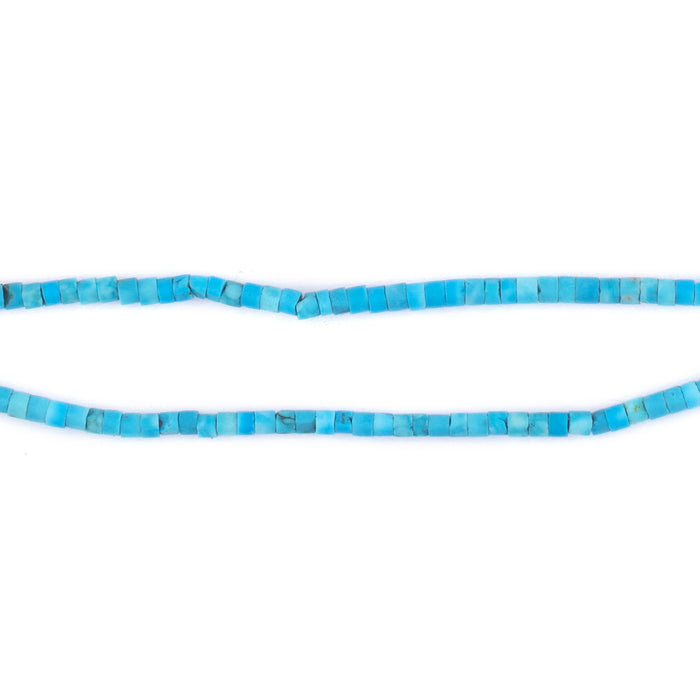 Azure Blue Cylindrical Turquoise Beads (2mm) - The Bead Chest
