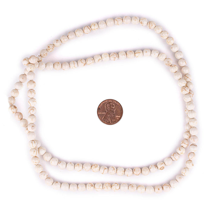 Round White Calcatta-Style Stone Beads (6mm) - The Bead Chest