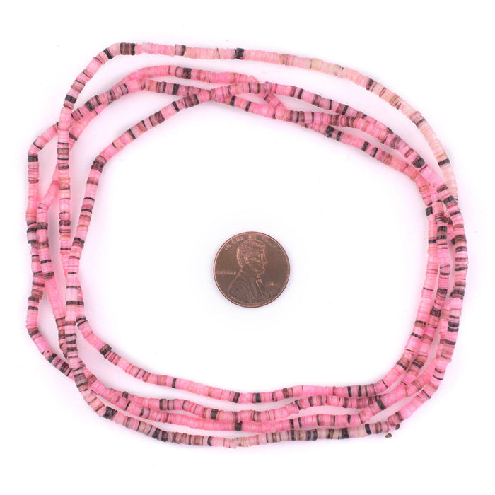 Tulip Pink Natural Shell Heishi Beads (3mm) - The Bead Chest