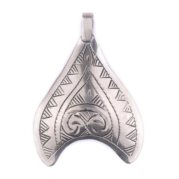 Engraved Fish Tail Moroccan Pendant - The Bead Chest