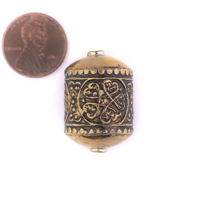 Oval Brass Artisanal Berber Bead (30x20mm) - The Bead Chest