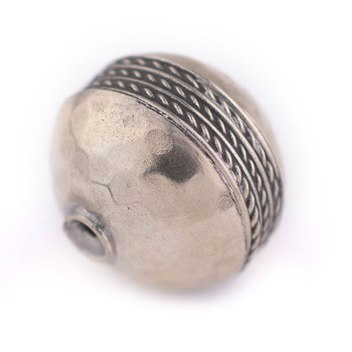Round Hammered Silver Artisanal Berber Bead (24mm)