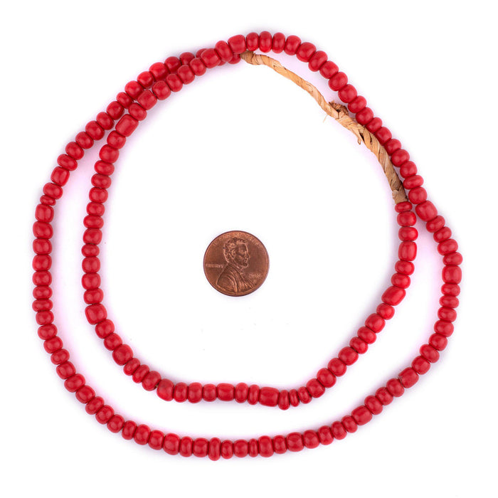 Crimson Red Ghana Glass Seed Beads (5mm) - The Bead Chest