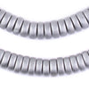 Silver Disk Natural Wood Beads (5x12mm)