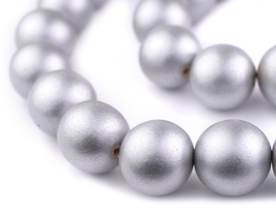 Silver Round Natural Wood Beads (24mm) - The Bead Chest