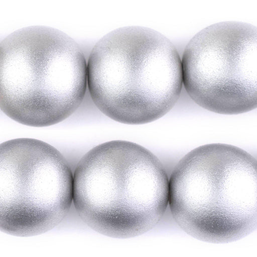 Silver Round Natural Wood Beads (24mm) - The Bead Chest