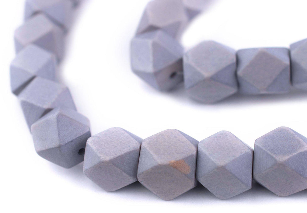 Light Grey Diamond Cut Natural Wood Beads (12mm) - The Bead Chest