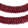 Cherry Red Disk Natural Wood Beads (4x15mm)